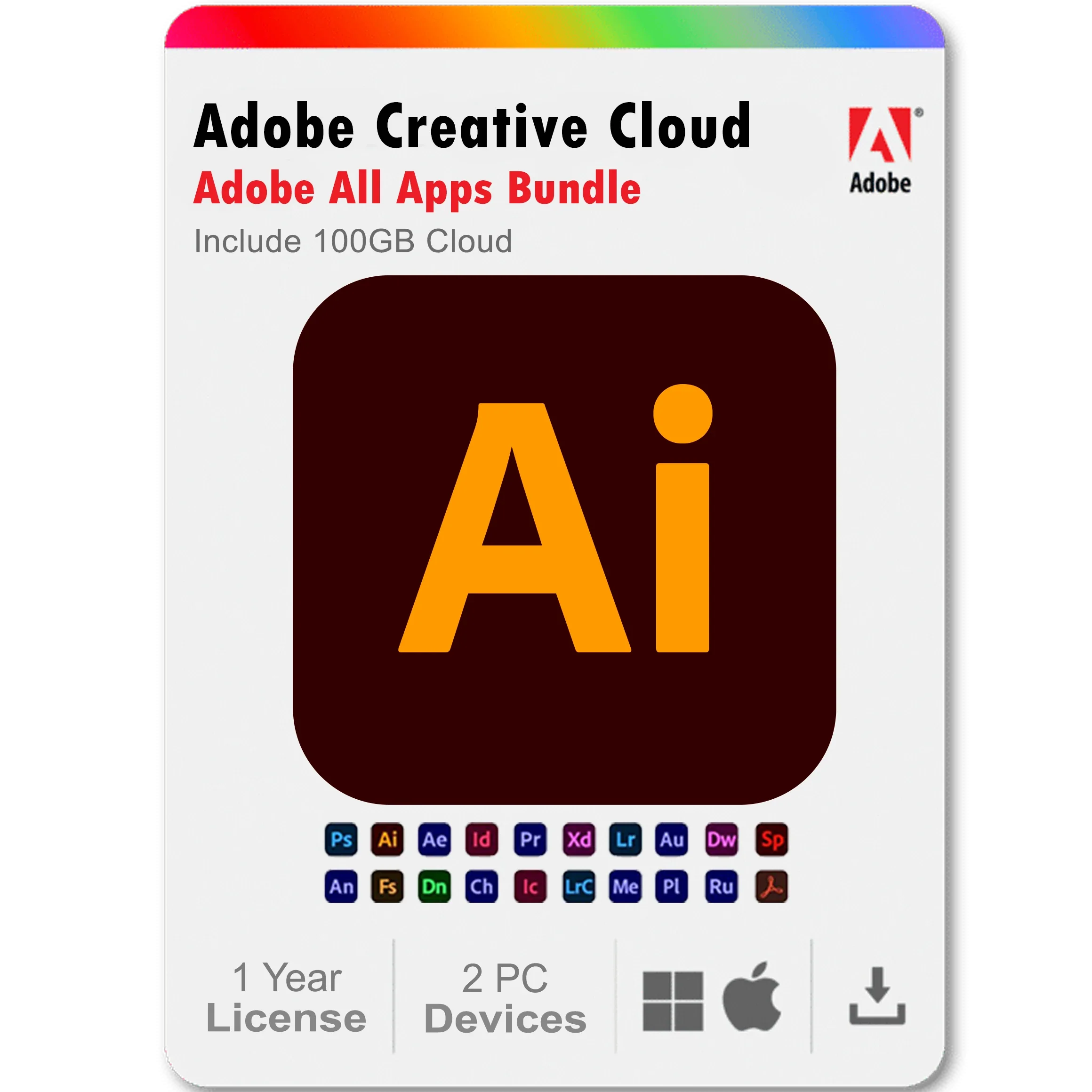 Illustrator 2025 1 Year Subscription All Adobe Creative Cloud Apps Bundle