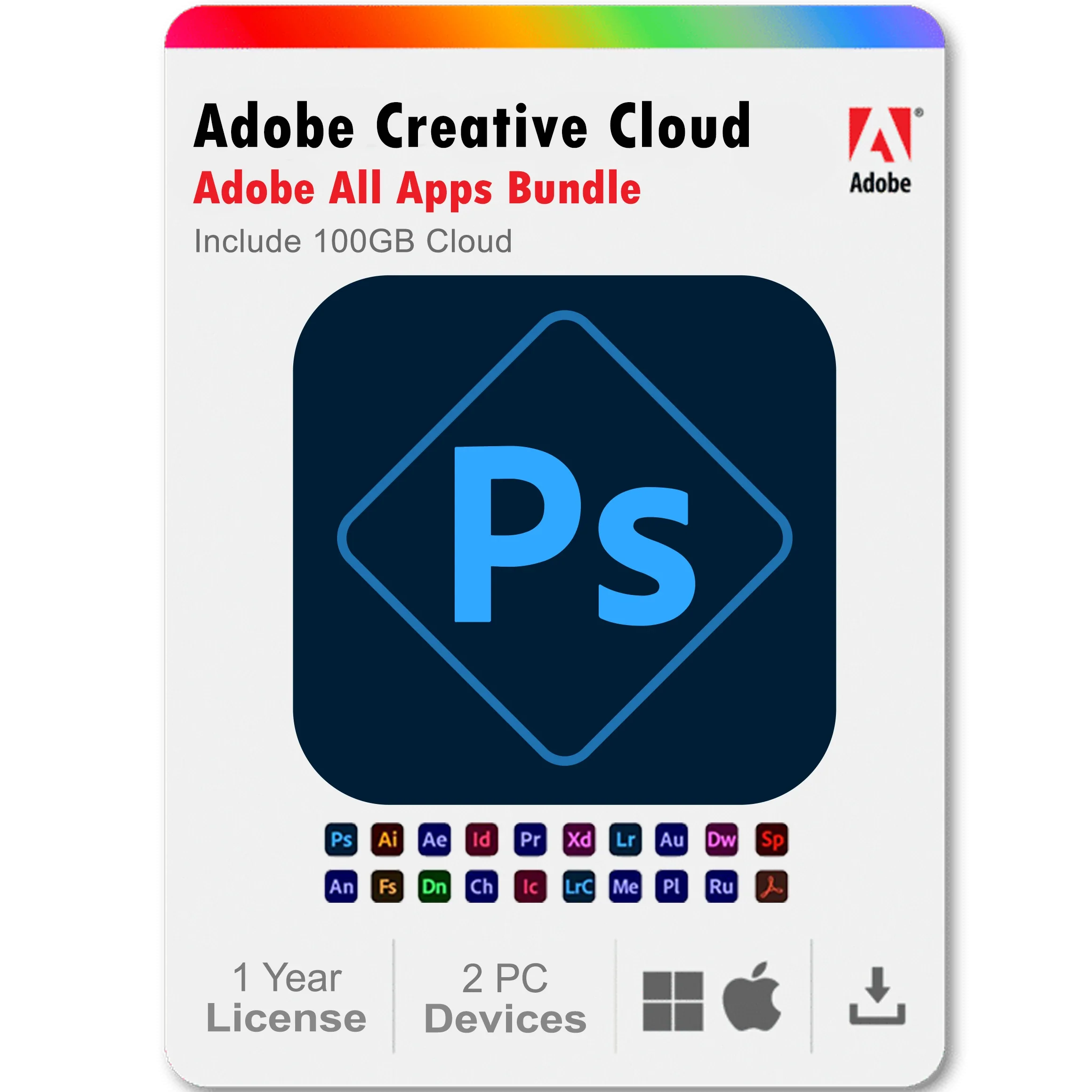 Photoshop Express 1 Year Subscription All Adobe Creative Cloud Apps Bundle