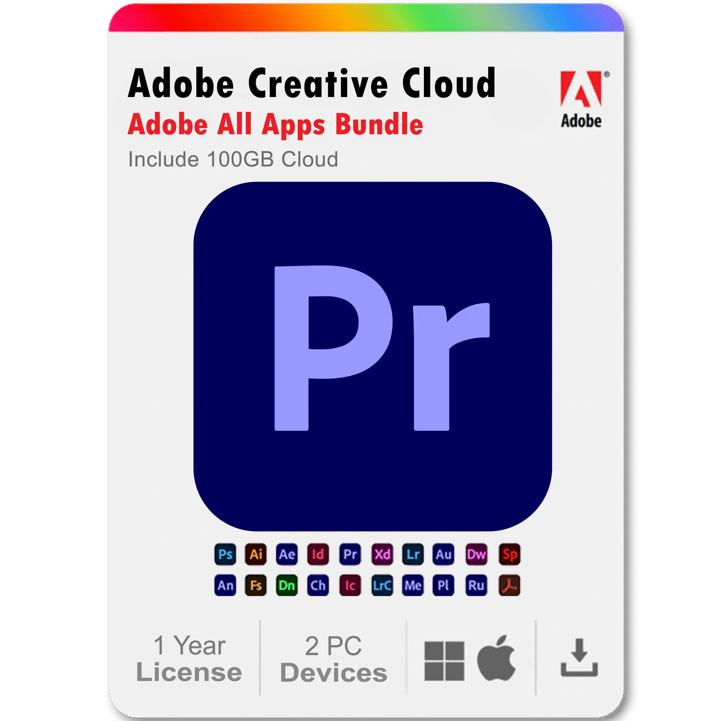 Premiere Pro 2025 1 Year Subscription All Adobe Creative Cloud Apps Bundle