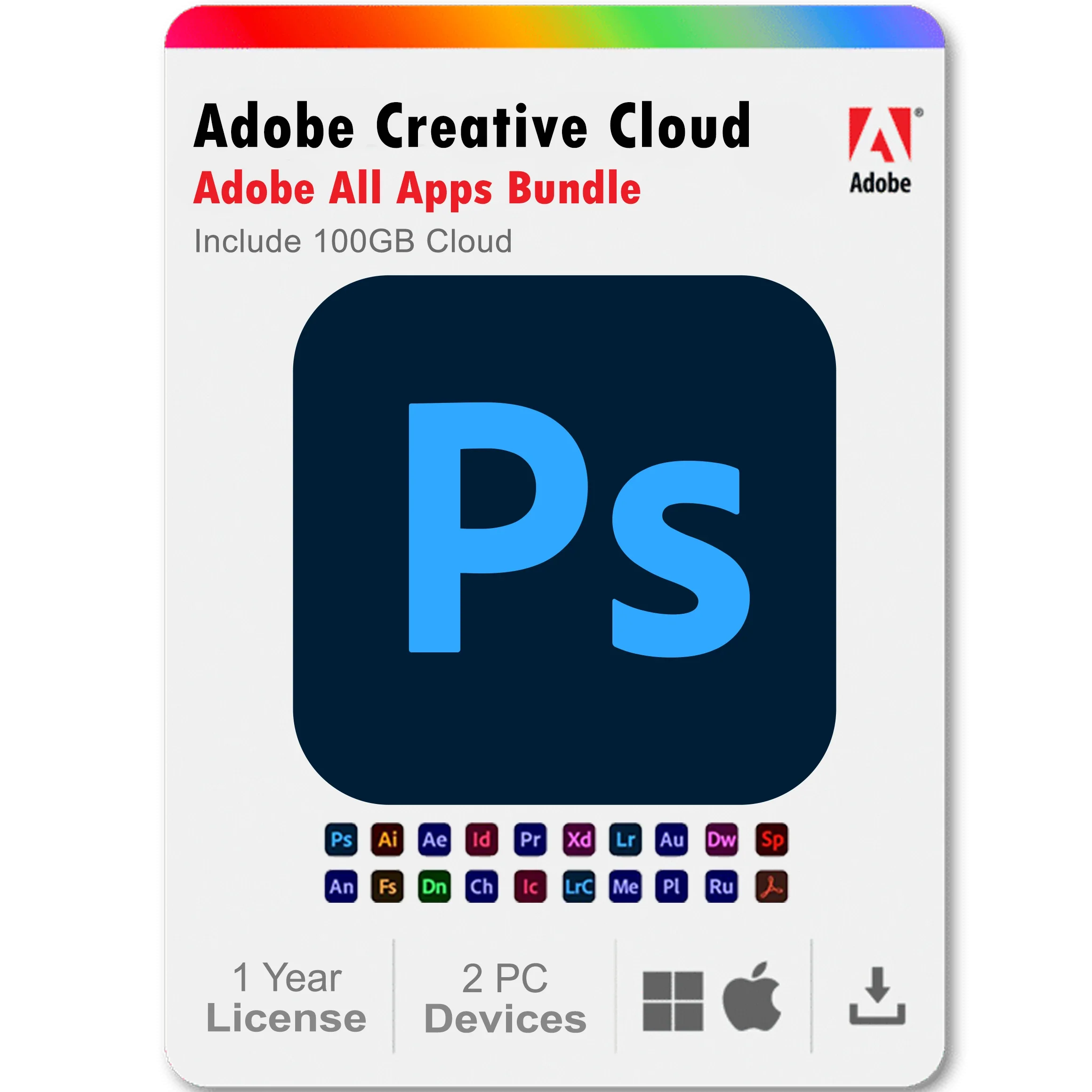 Photoshop 2025 1 Year Subscription All Adobe Creative Cloud Apps Bundle