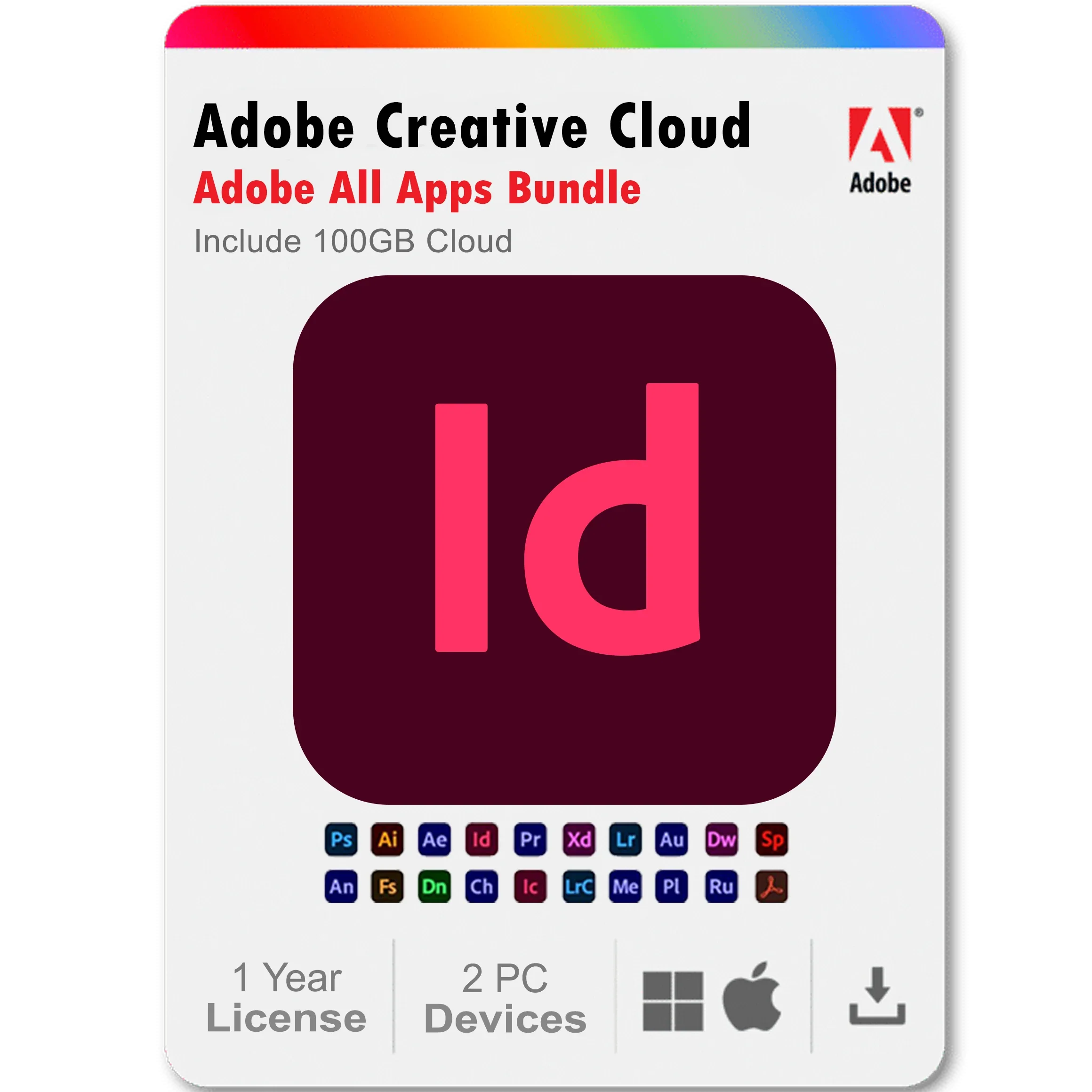 InDesign 2025 1 Year Subscription All Adobe Creative Cloud Apps Bundle