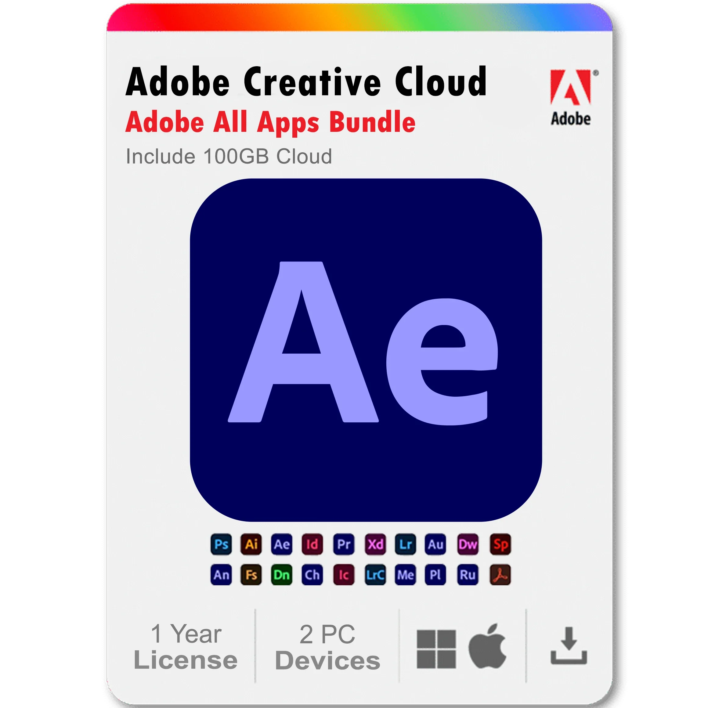 After Effects 1 Year Subscription All Adobe Creative Cloud Apps Bundle