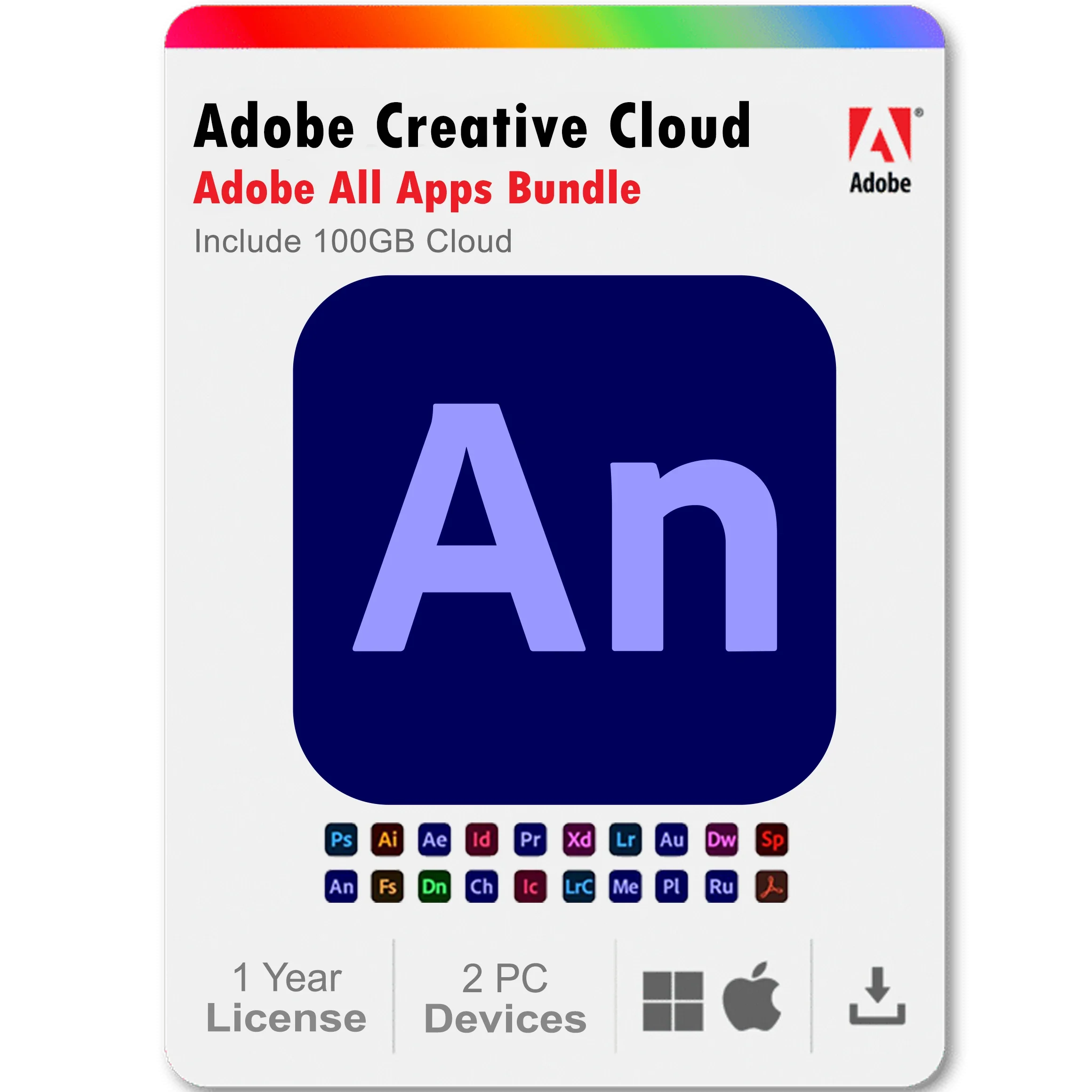 Adobe Animate 1 Year Subscription All Adobe Creative Cloud Apps Bundle